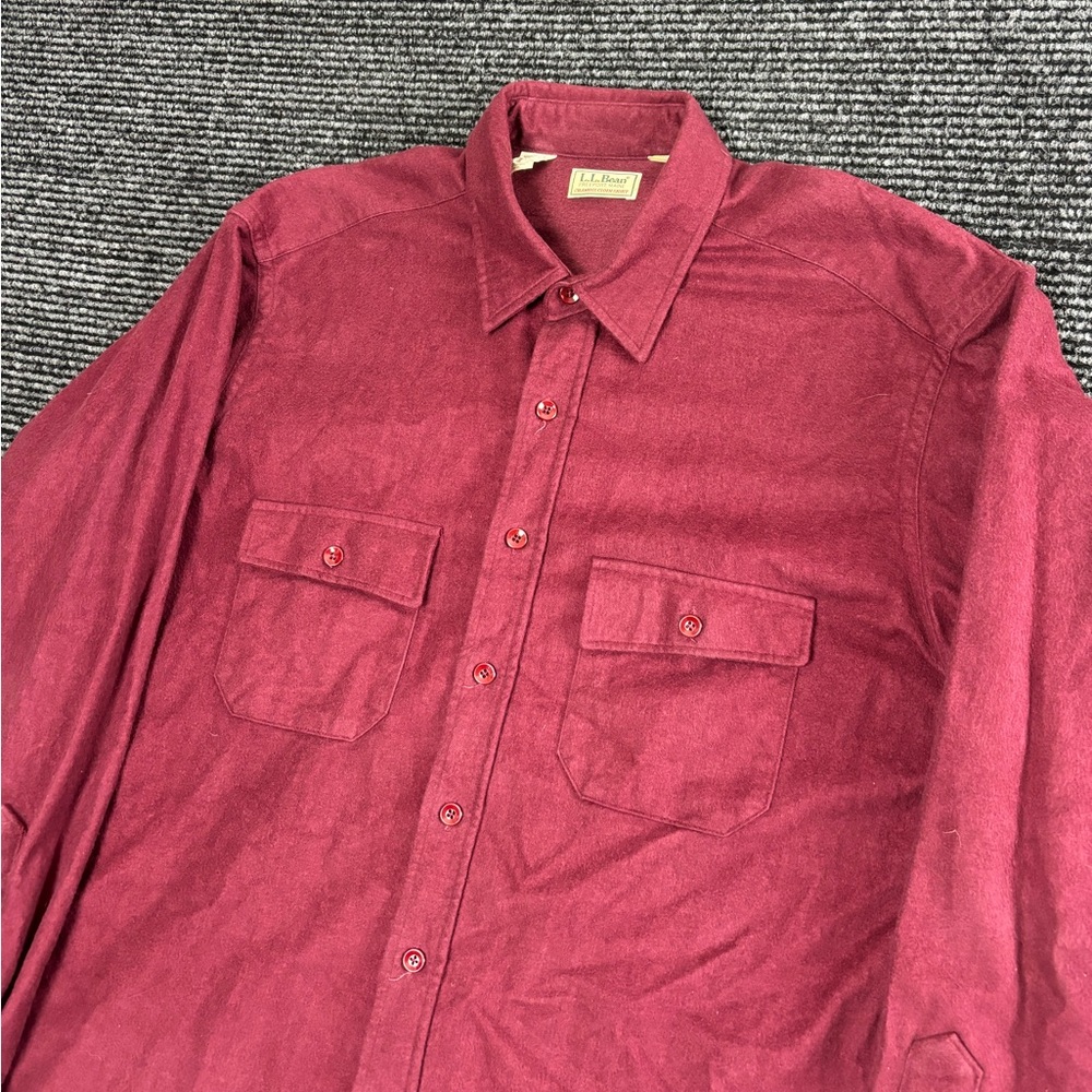 Vintage LL Bean Shirt Men Tall 18 XL ?? Red Chamois Cloth Flannel USA Made 90s